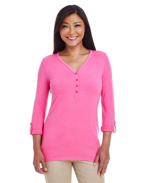 Women's Perfect Fit™ Y-Placket Convertible Sleeve Knit Top