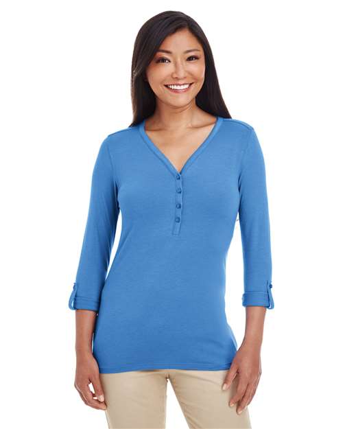 Women's Perfect Fit™ Y-Placket Convertible Sleeve Knit Top