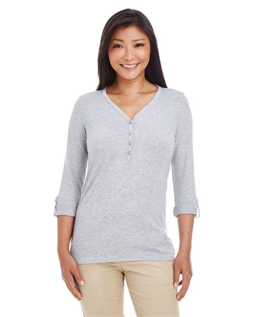 Women's Perfect Fit™ Y-Placket Convertible Sleeve Knit Top