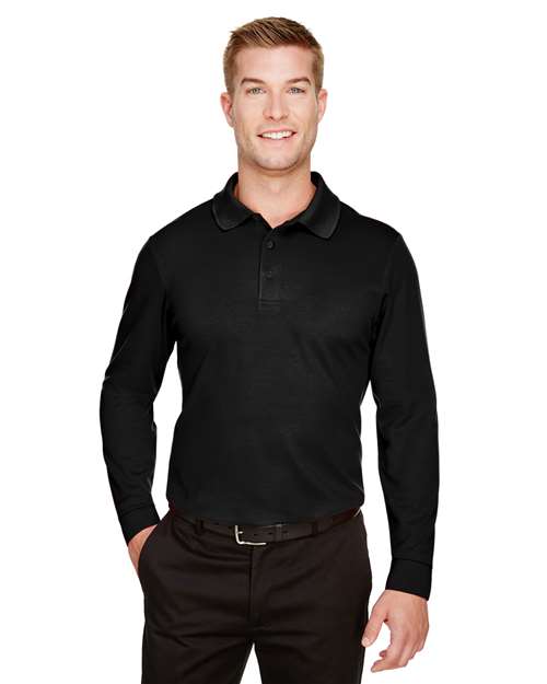 CrownLux Performance® Plaited Long Sleeve Polo
