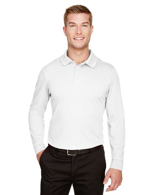 CrownLux Performance® Plaited Long Sleeve Polo