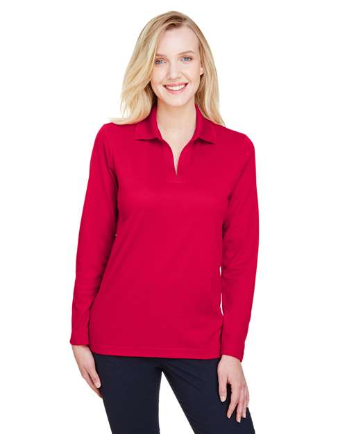 Women's CrownLux Performance® Plaited Long Sleeve Polo