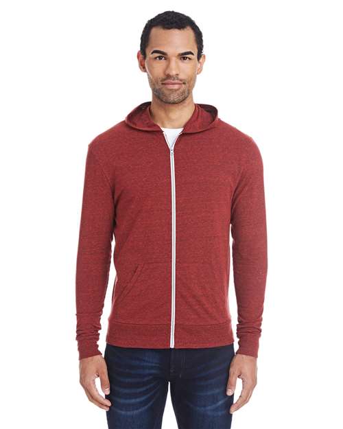 Triblend Full-Zip Light Hooded Sweatshirt