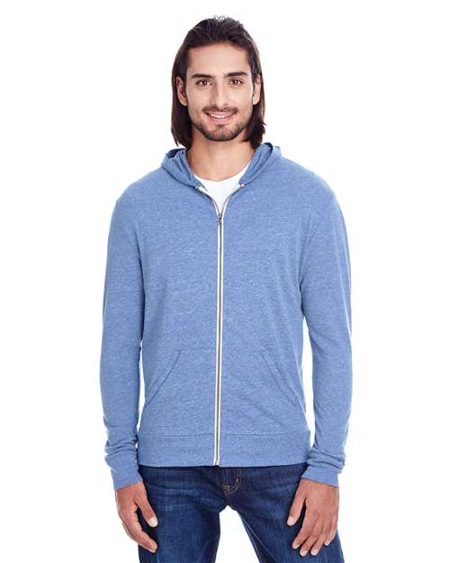 Triblend Full-Zip Light Hooded Sweatshirt