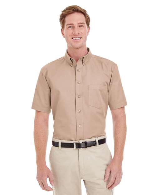 Foundation Short Sleeve Cotton Twill Dress Shirt with Teflon