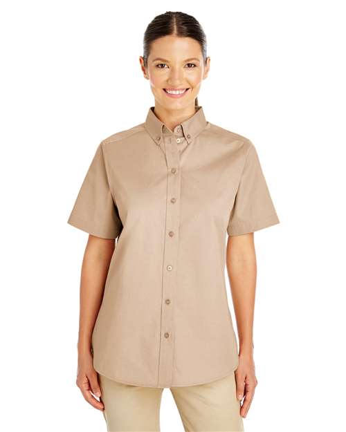 Women's Foundation Cotton Short Sleeve Twill Dress Shirt with Teflon