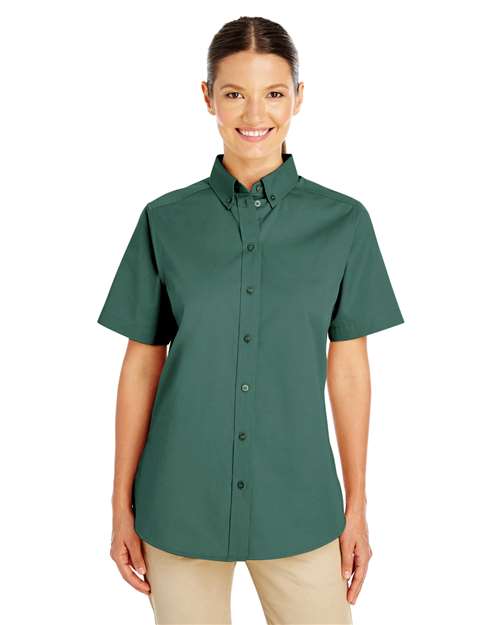 Women's Foundation Cotton Short Sleeve Twill Dress Shirt with Teflon