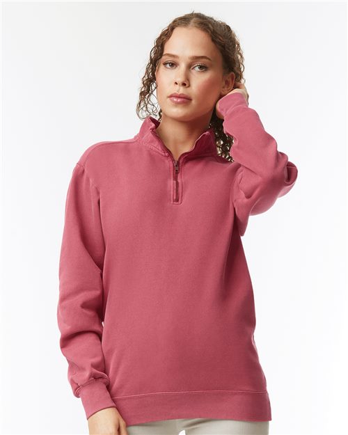 Garment-Dyed Quarter Zip Sweatshirt