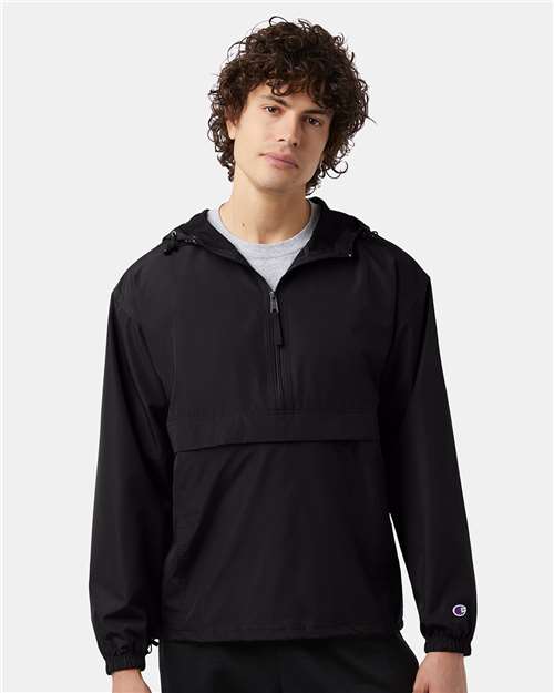 Hooded Packable Quarter-Zip Jacket